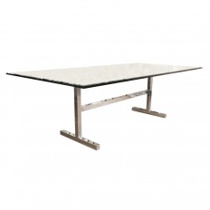 Rectangular glass and nickel dinning table